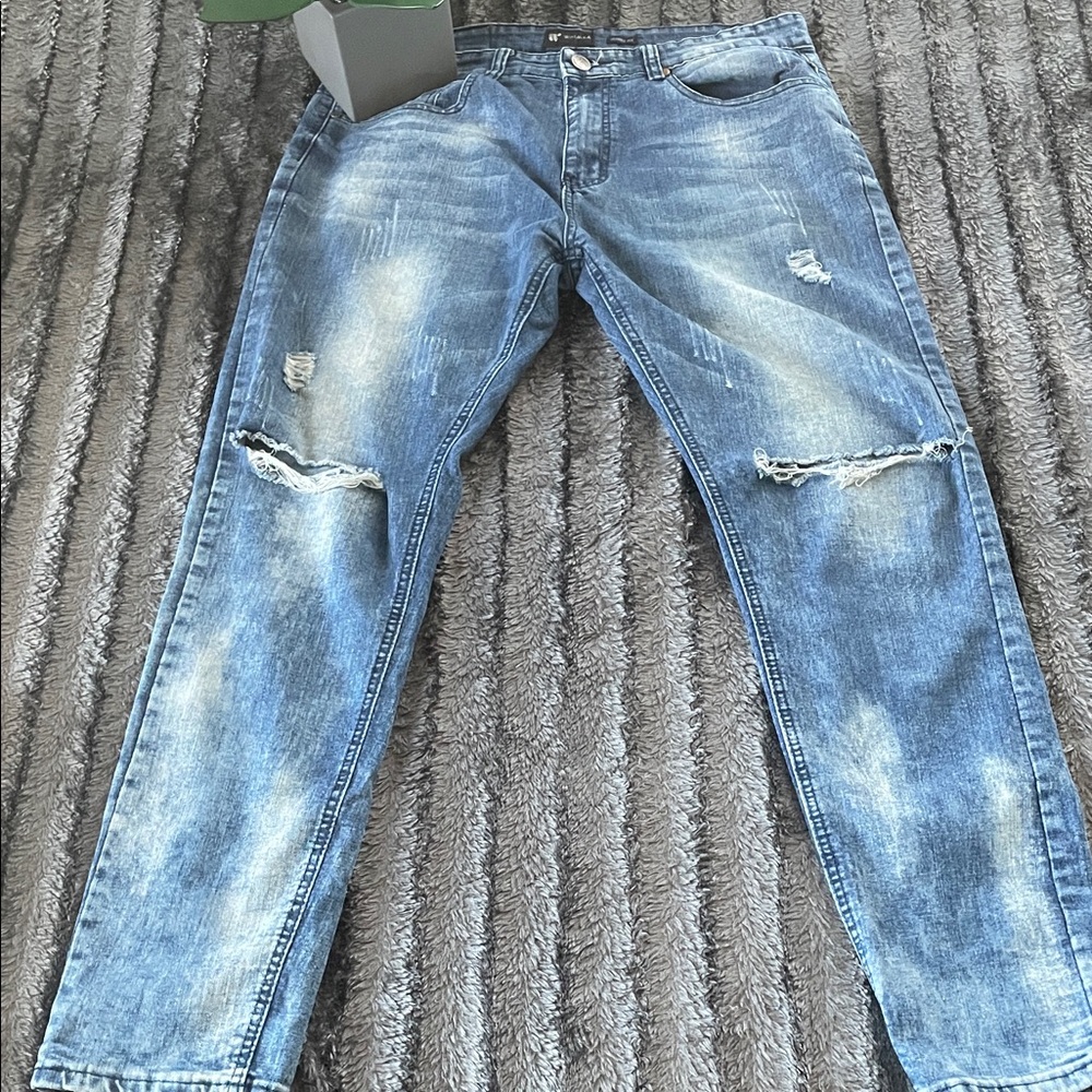 Trendy Men's Ripped Blue Skinny Jeans
